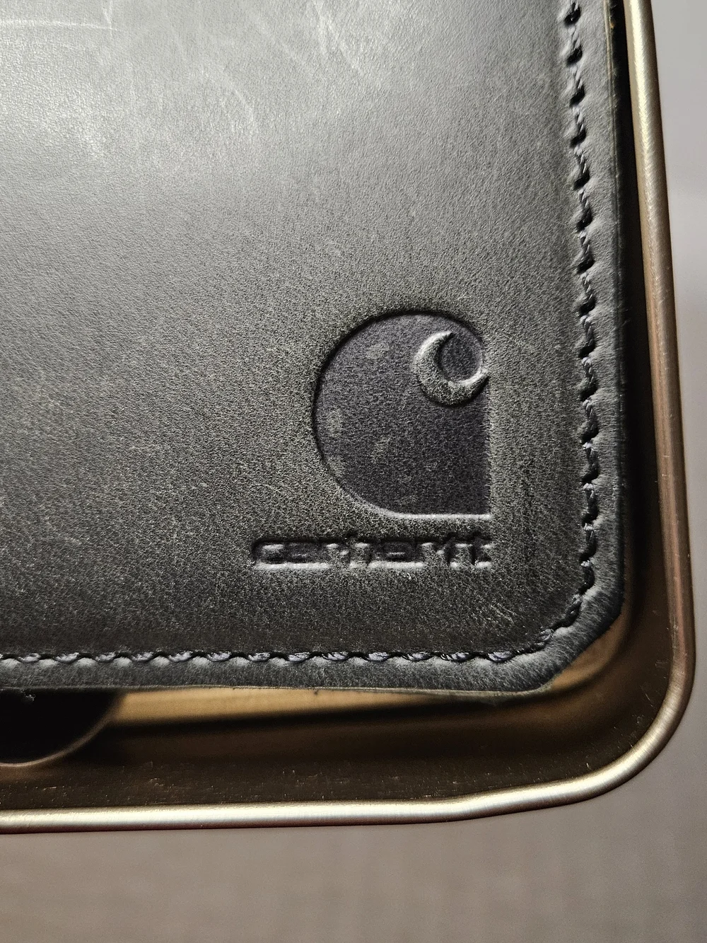 Carhartt Black Top-Grain Leather Bifold Card Wallet